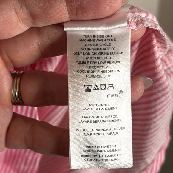 Ralph Lauren Striped Jersey Sleep Shirt Pink White Size Large - Picture 6 of 7